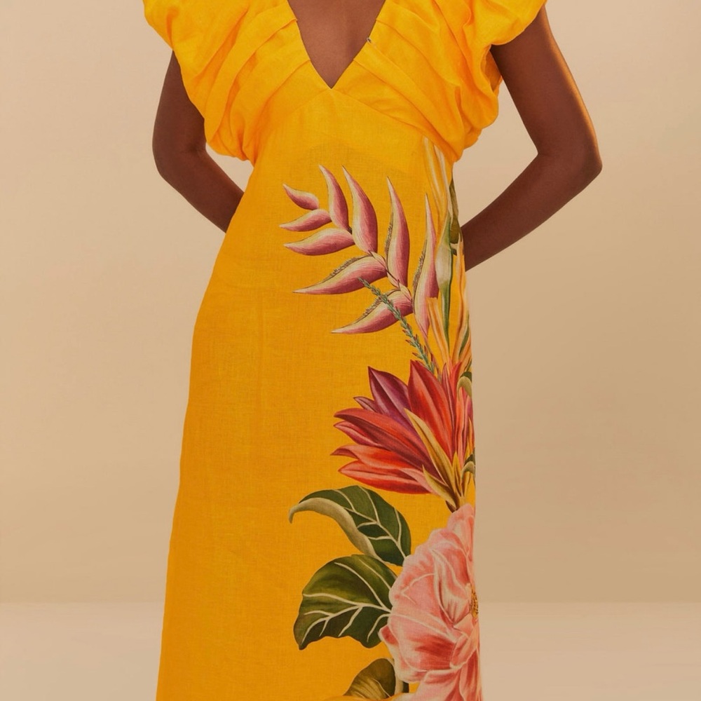 FARM Rio Orange One Shoulder Sundress